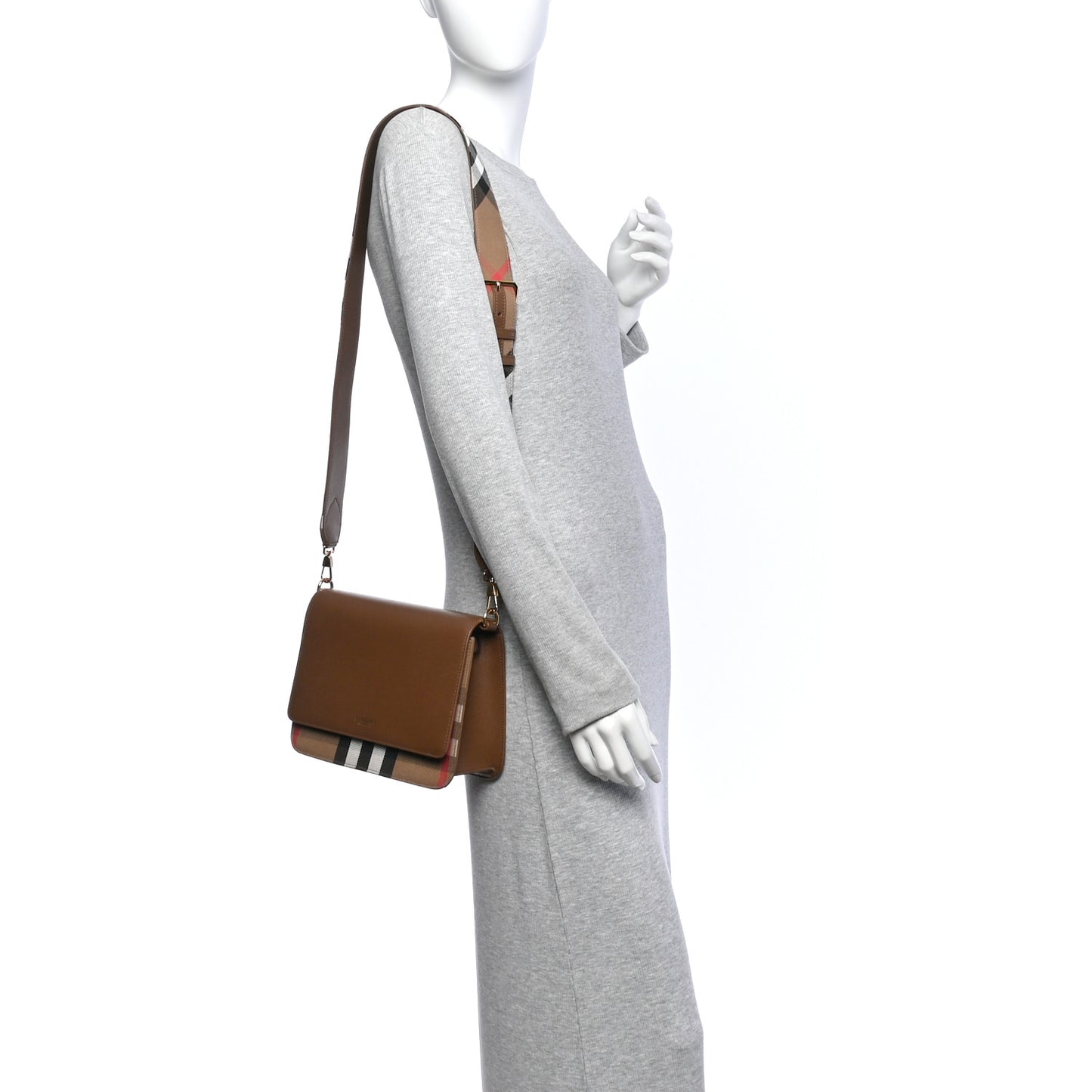 Derby Calfskin House Check Mackford Crossbody Bag Brown