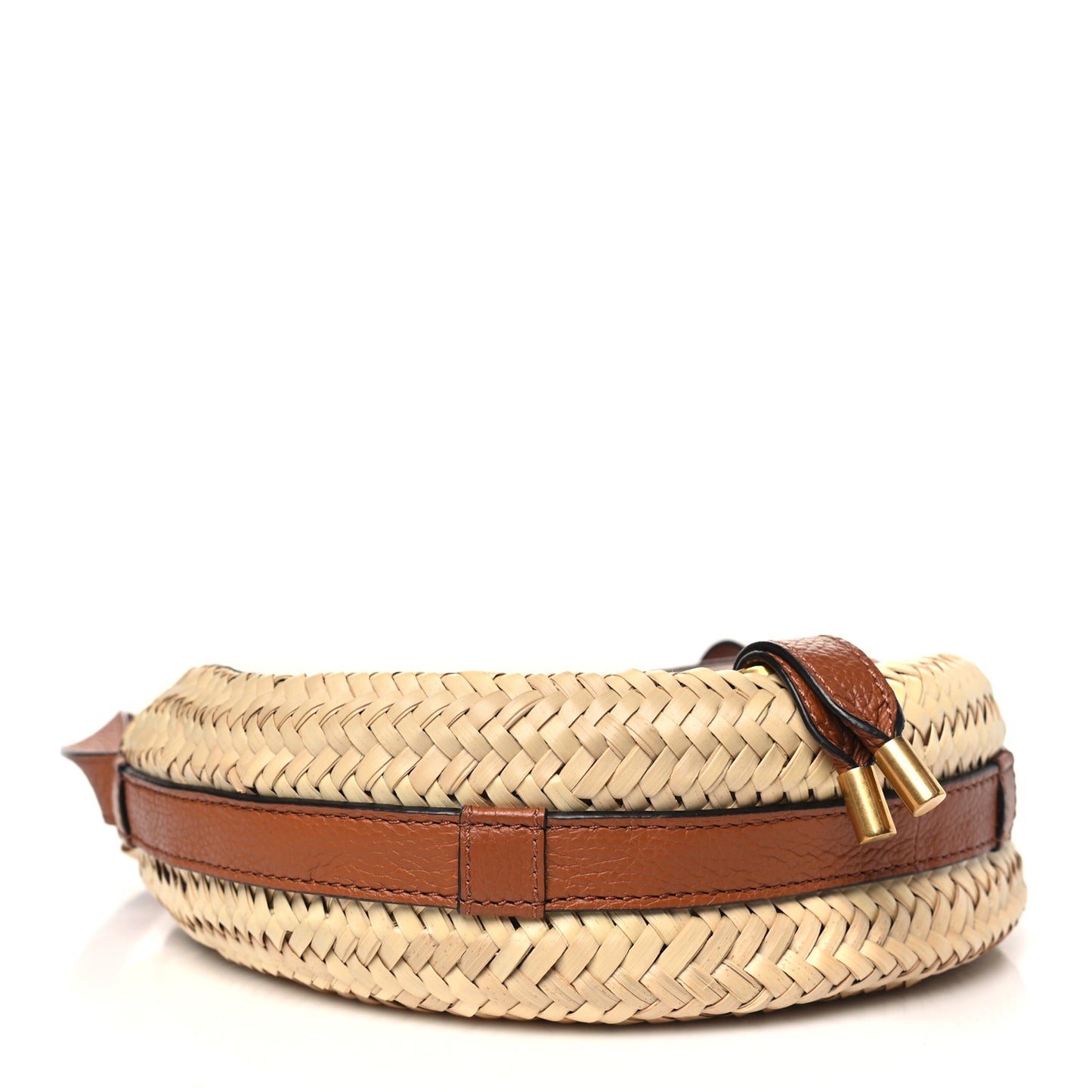 Raffia Small Grain Calfskin Small Marcie Basket Crossbody Tan
