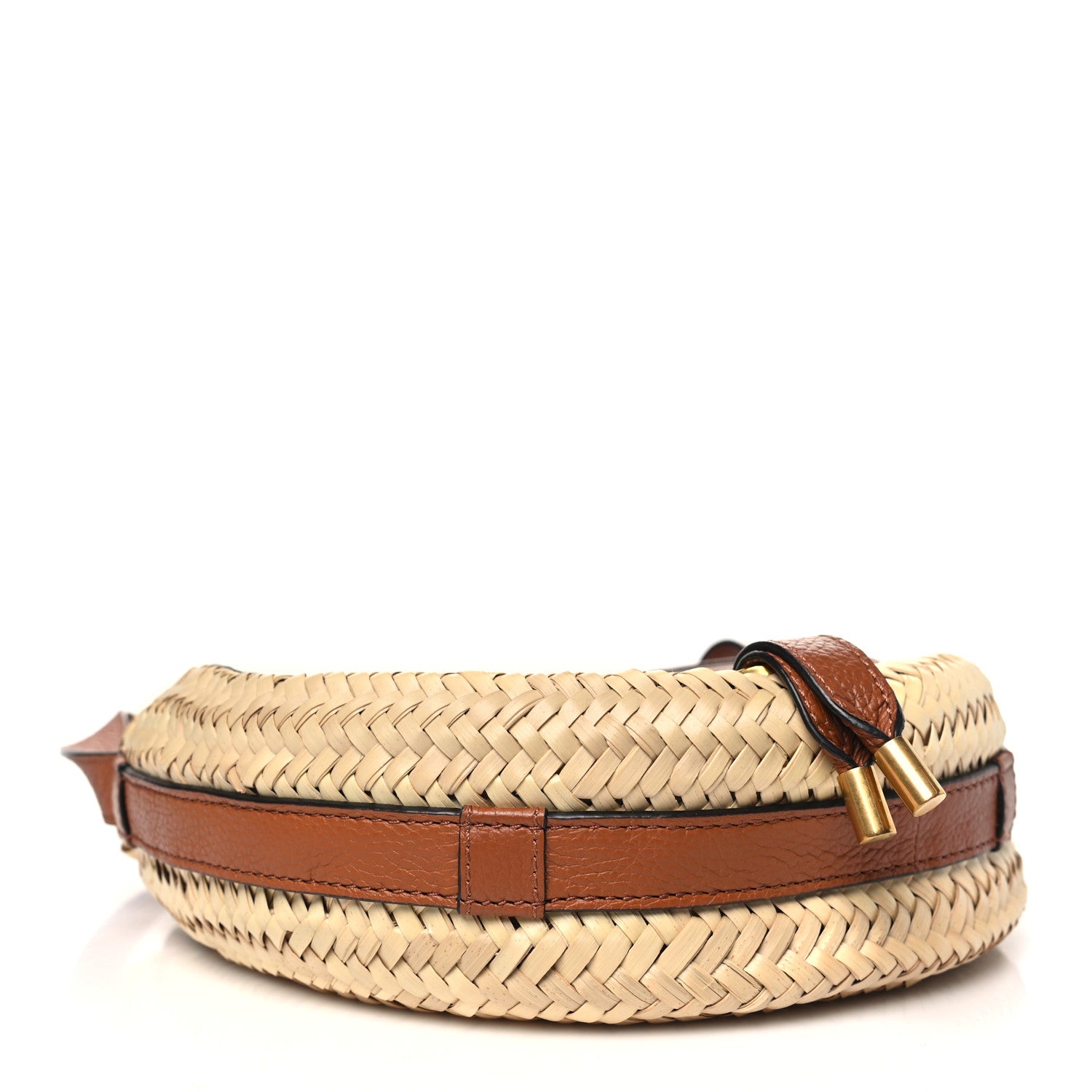 Chloe Raffia Small Grain Calfskin Small Marcie Basket Crossbody Tan 4 of 9