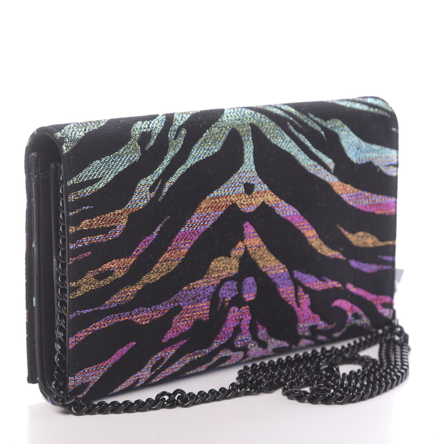 Saint Laurent Tiger Burnout Monogram Chain Wallet Multicolor 3 of 10