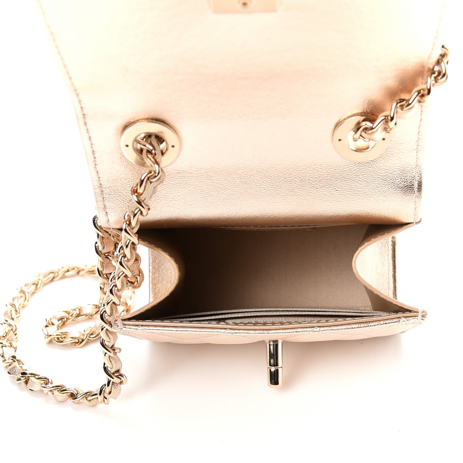 Chanel Metallic Lambskin Quilted Mini Trendy CC Clutch With Chain Gold 5 of 10