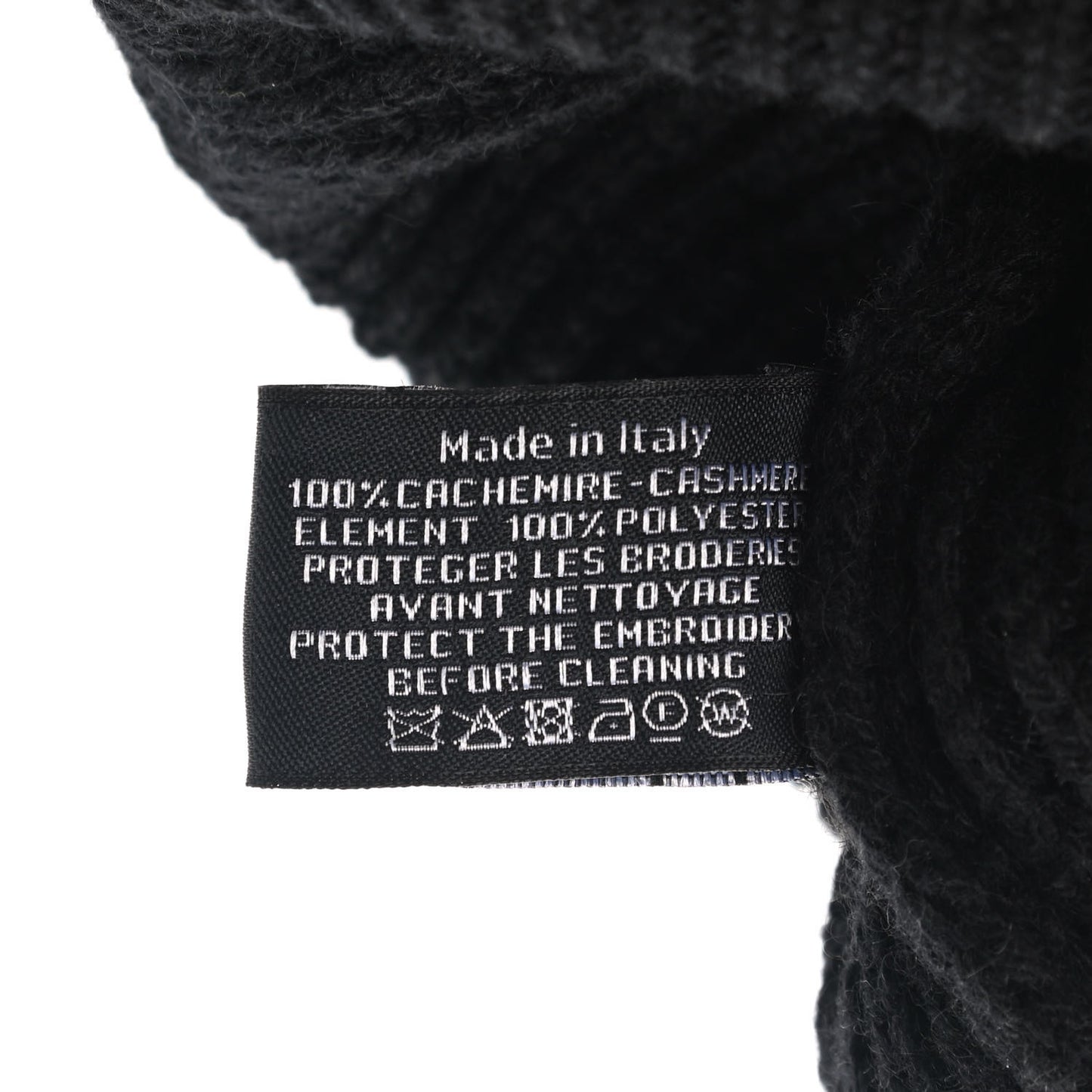 Cashmere Sequin Logo Beanie Hat Black Gold