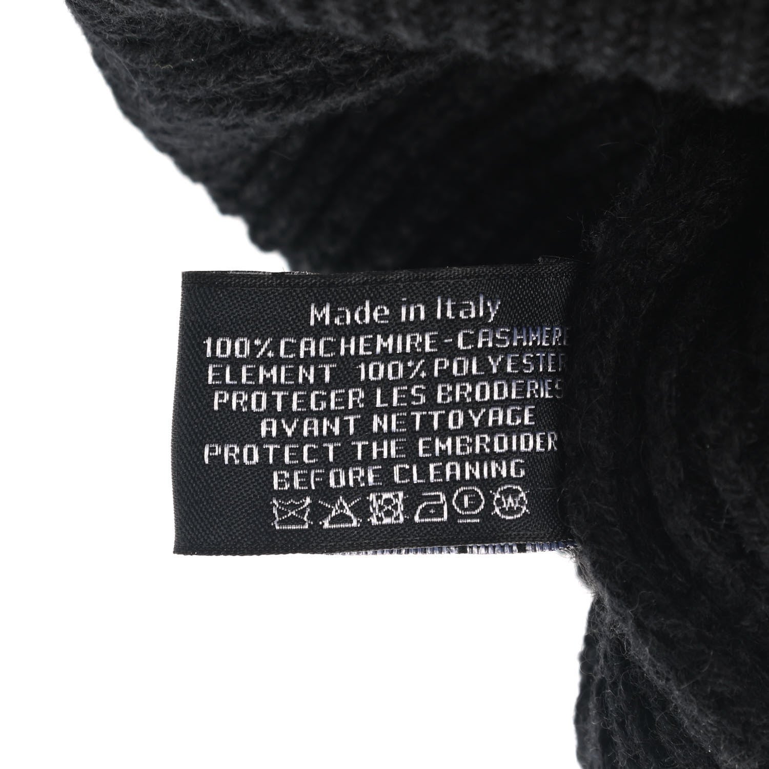 Chanel Cashmere Sequin Logo Beanie Hat Black Gold 6 of 6