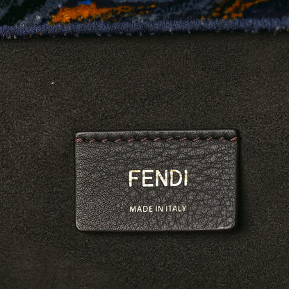 Fendi Velvet Plexiglass Marble Logo Embroidered Large Fendi Sunshine Shopper Tote Blue Multicolor 6 of 10