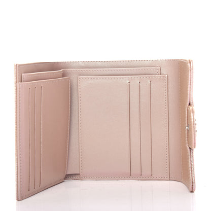 Chanel Metallic Caviar Chevron Quilted Compact Flap Wallet Light Gold 5 of 9