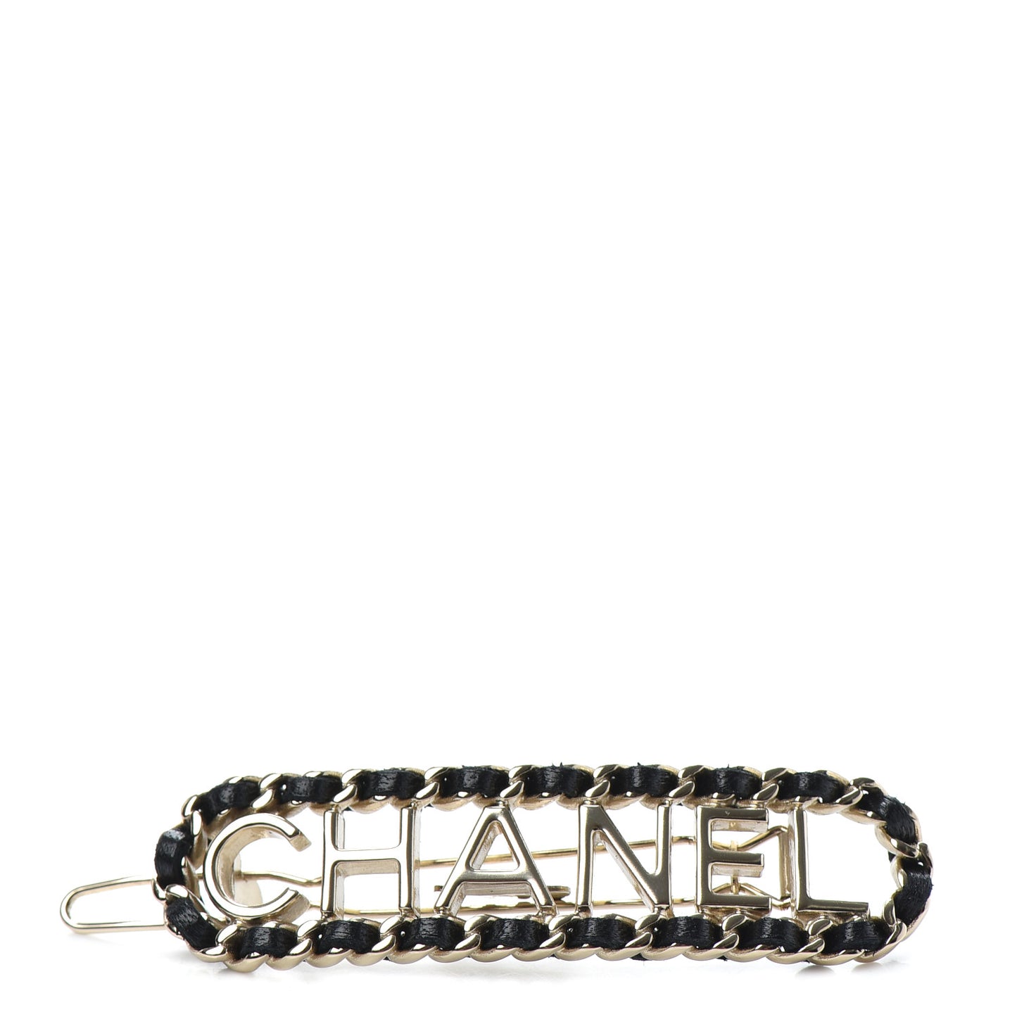 Metal Lambskin Vintage Allure Logo Hair Clip Black Gold