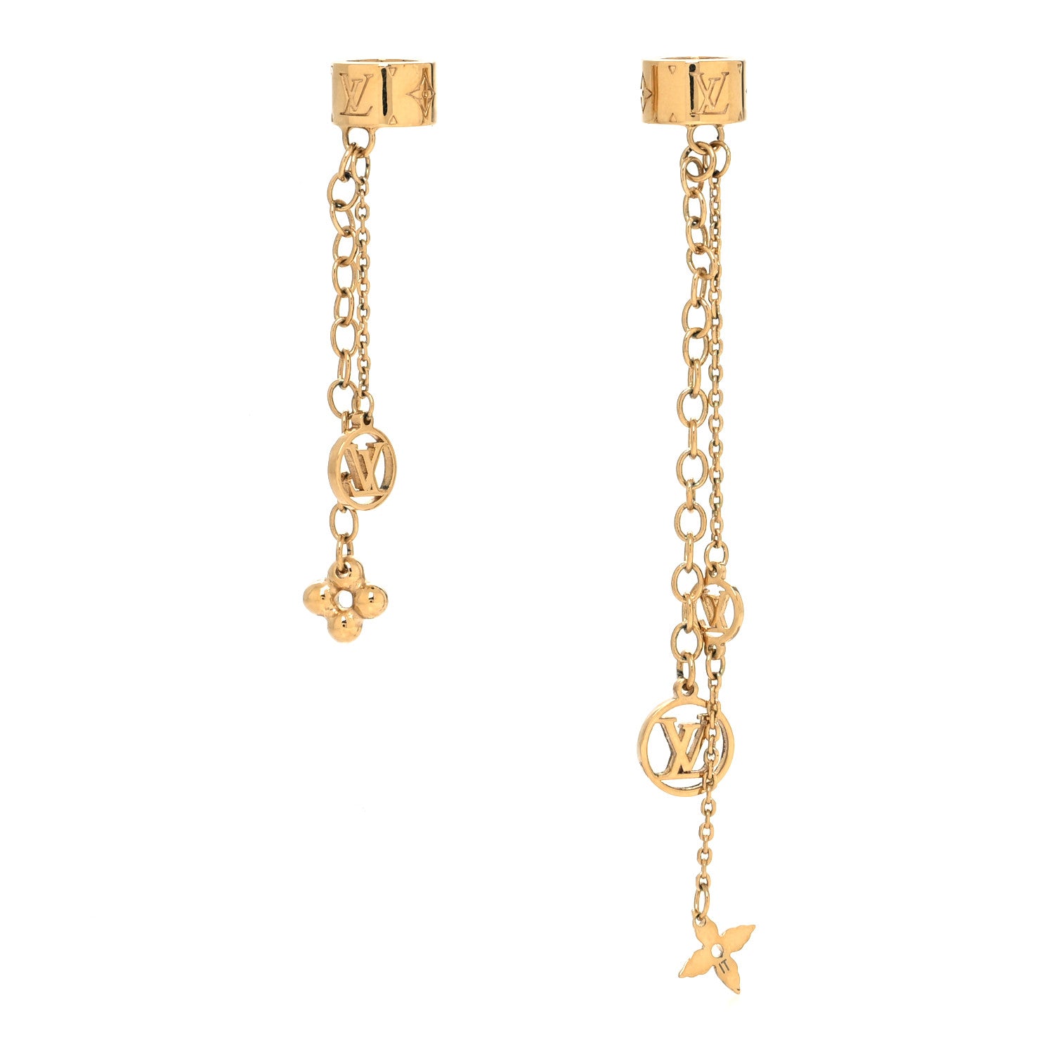 Louis Vuitton Nanogram Earphone Earrings Gold 1 of 4