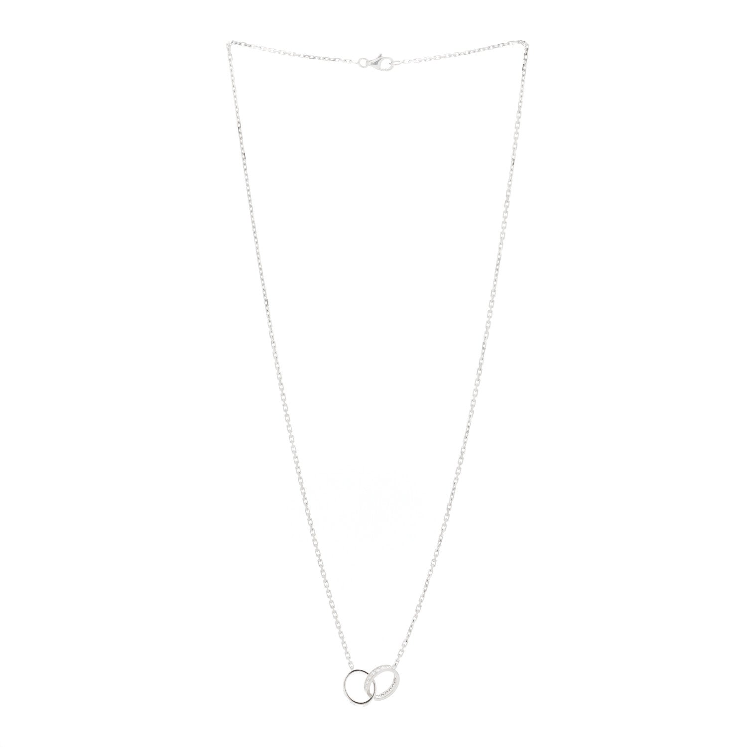 Cartier 18K White Gold Diamond Interlocking LOVE Necklace 5 of 10