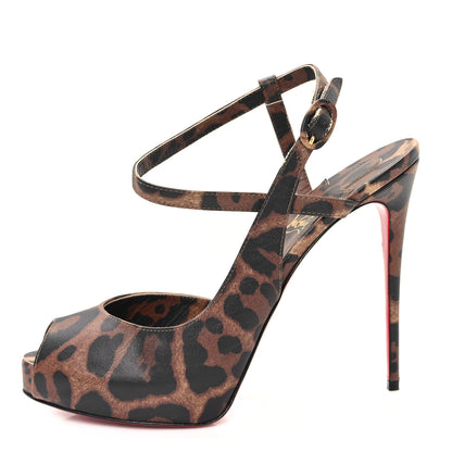 Christian Louboutin Calfskin Leopard Printed Luxor Jenlove Alta 120 Pumps 38.5 Brown 1 of 9