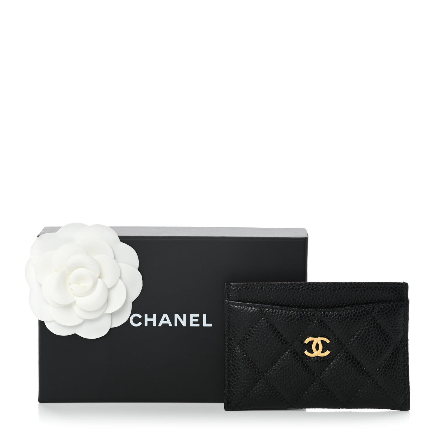 Caviar Quilted Card Holder Black