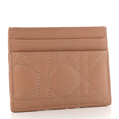 Christian Dior Supple Calfskin Cannage Caro Freesia Card Holder Rose De Vents 3 of 11