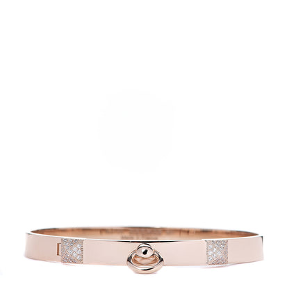 Hermes 18K Rose Gold Diamond PM Collier De Chien Bracelet SH 1 of 4
