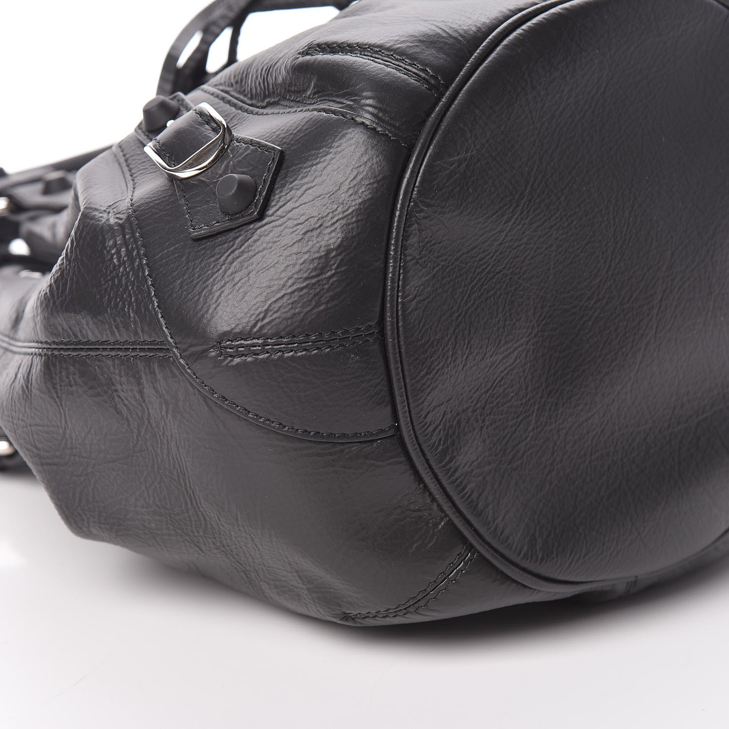 Balenciaga Matte Goatskin Rubber Covered Classic Hardware Mini Pompon Black 8 of 9