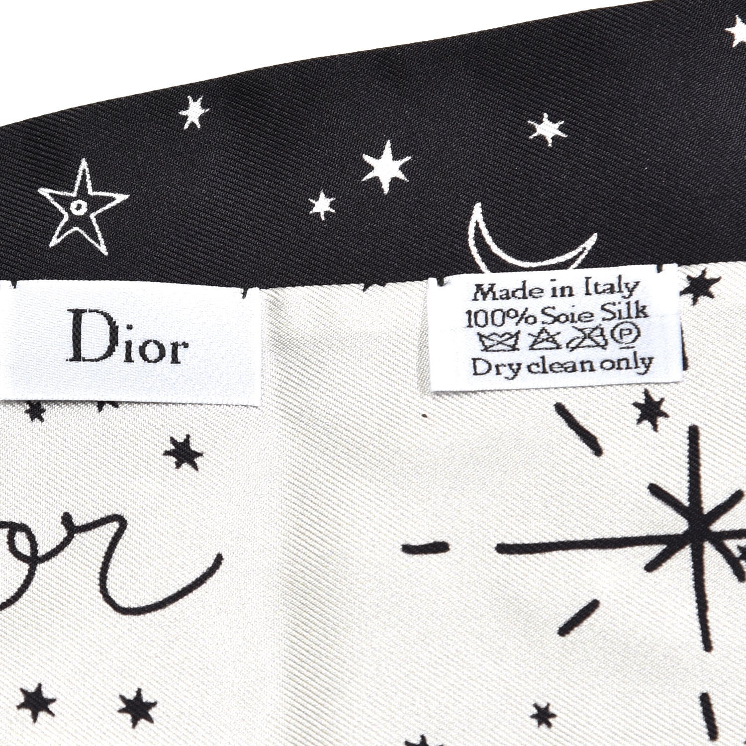 Christian Dior Silk Zodiac Scorpio Mitzah Scarf Black 4 of 5