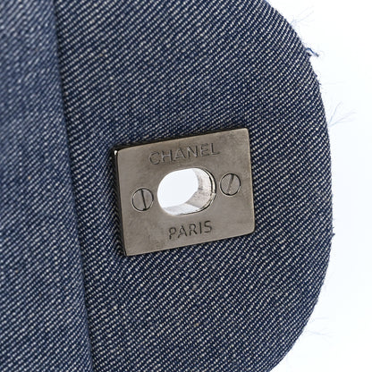 Chanel Denim Tweed Patchwork Jumbo Single Flap Blue 6 of 12