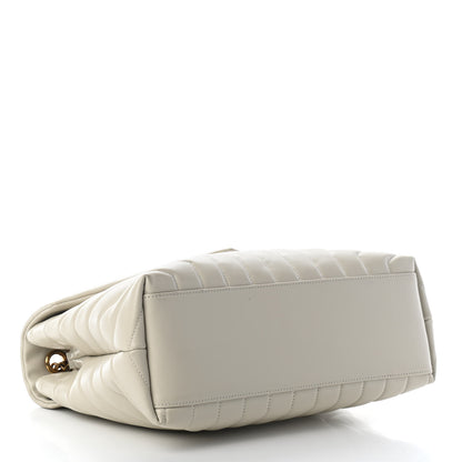 Saint Laurent Calfskin Y Quilted Monogram Medium Loulou Chain Satchel Crema Soft 4 of 5