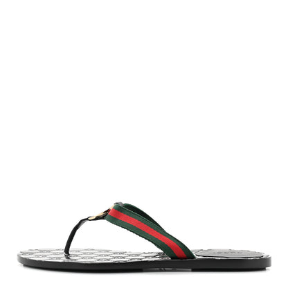Gucci Nylon Guccissima Web Womens Thong Sandals 40 Green Red Black 1 of 7