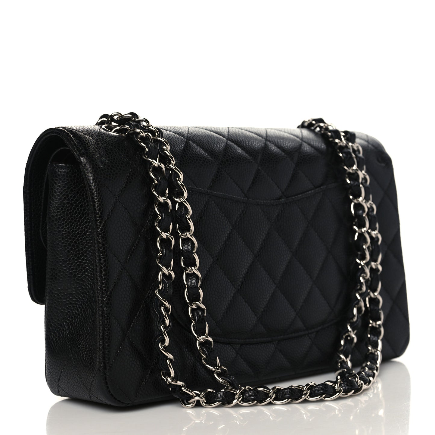 Caviar Quilted Medium Double Flap Black