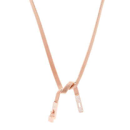 Hermes 18K Rose Gold Diamond Kelly Gavroche Necklace XS 1 of 6