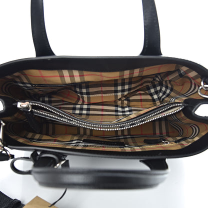 Burberry Derby Calfskin House Check Medium Banner Tote Black 5 of 14