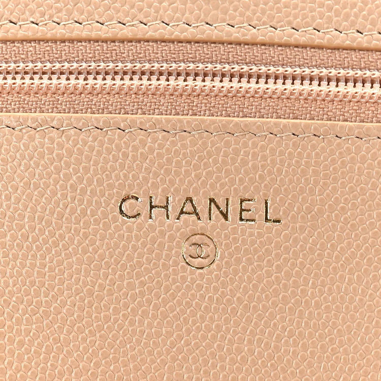 Chanel Caviar Quilted Crystal CC Wallet On Chain WOC Beige 6 of 10