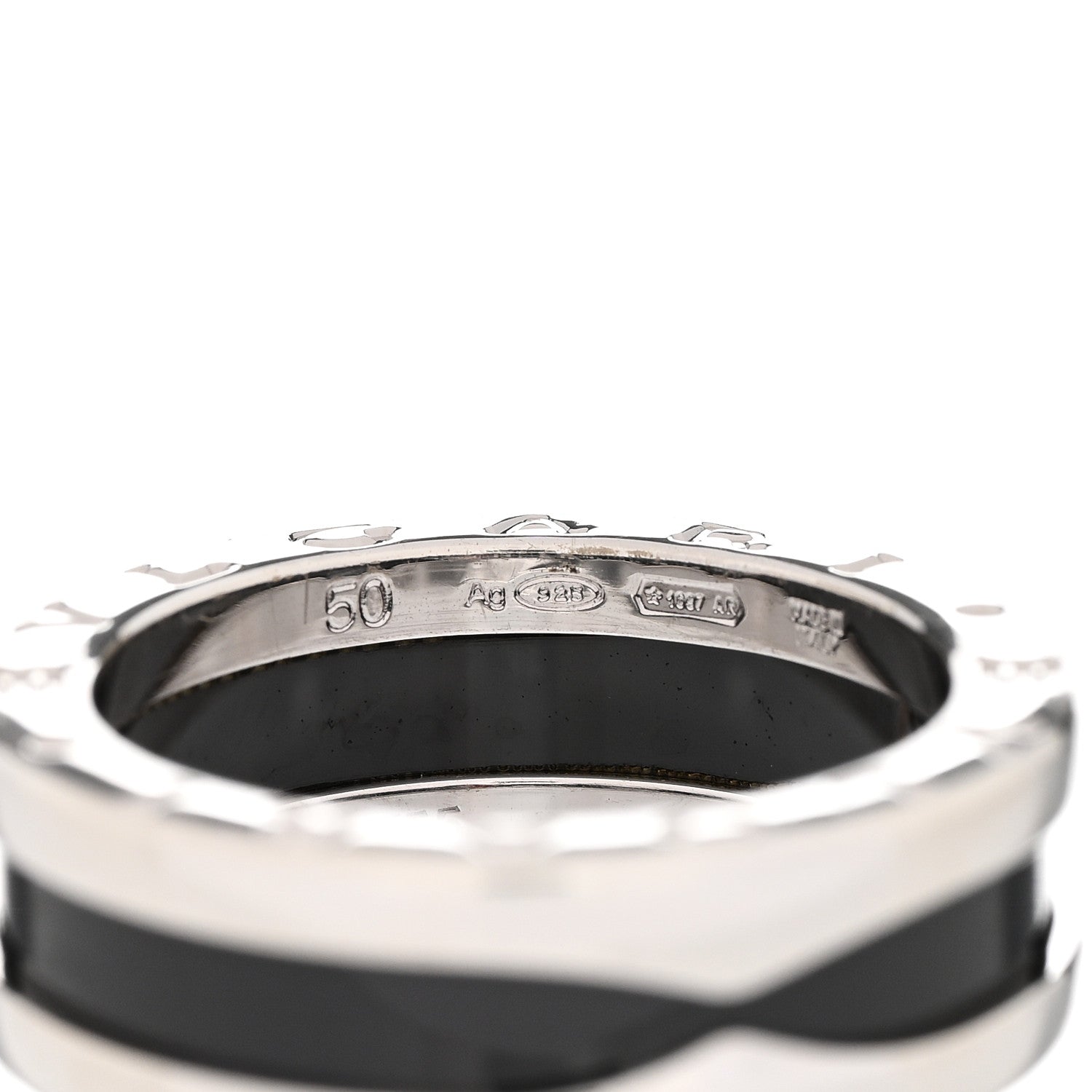 Bulgari Sterling Silver Ceramic Save The Children One-Band Ring 50 5.25 6 of 7