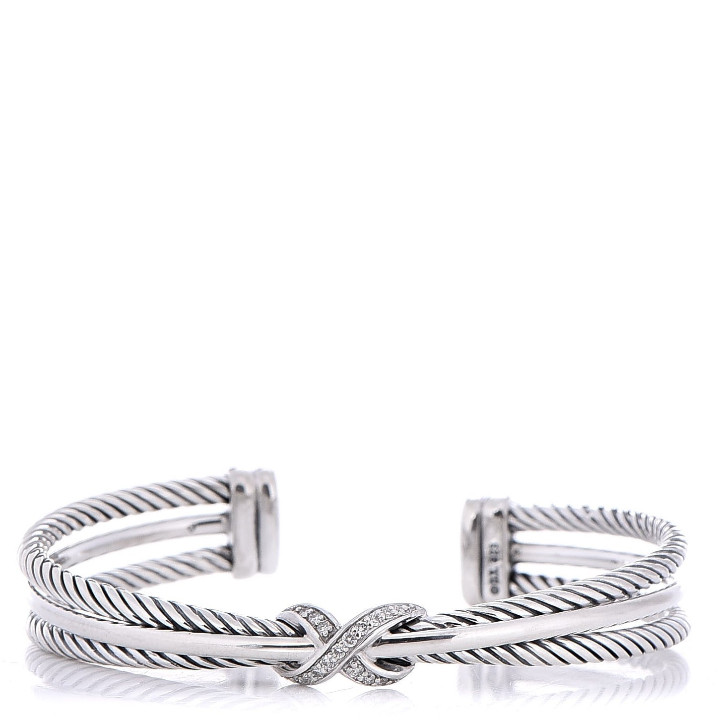 Sterling Silver Diamond 7mm X Crossover Cuff