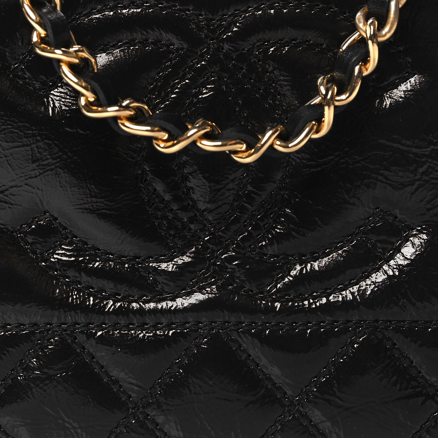 Chanel Glazed Aged Calfskin Quilted CC Small Clutch With Chain Black 11 of 14