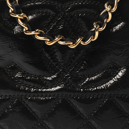Chanel Glazed Aged Calfskin Quilted CC Small Clutch With Chain Black 11 of 14