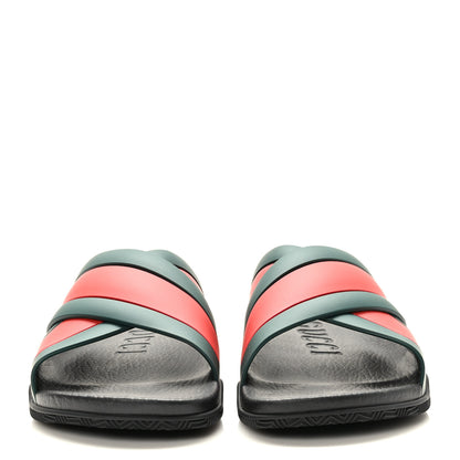 Gucci Rubber Web Womens Criss Cross Slide Sandals 40 Green Red 2 of 8