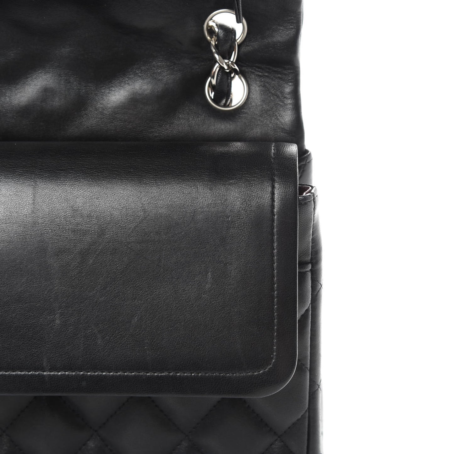 Lambskin Quilted Jumbo Double Flap Black