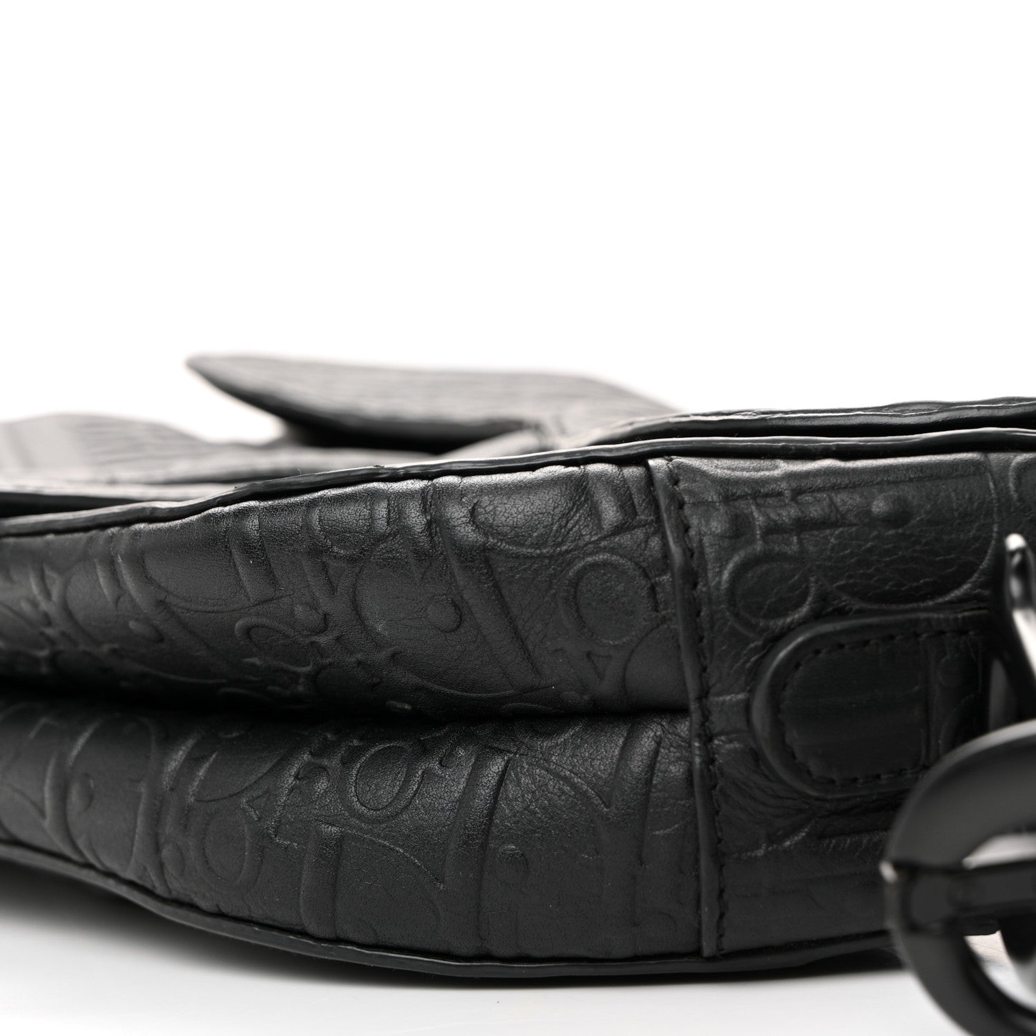 Christian Dior Calfskin Embossed Oblique Saddle Bag Black 10 of 10