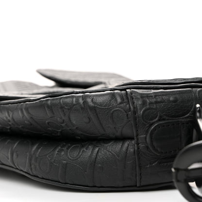 Christian Dior Calfskin Embossed Oblique Saddle Bag Black 10 of 10