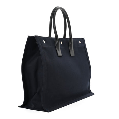 Saint Laurent Linen Calfskin Rive Gauche Tote Navy 3 of 10