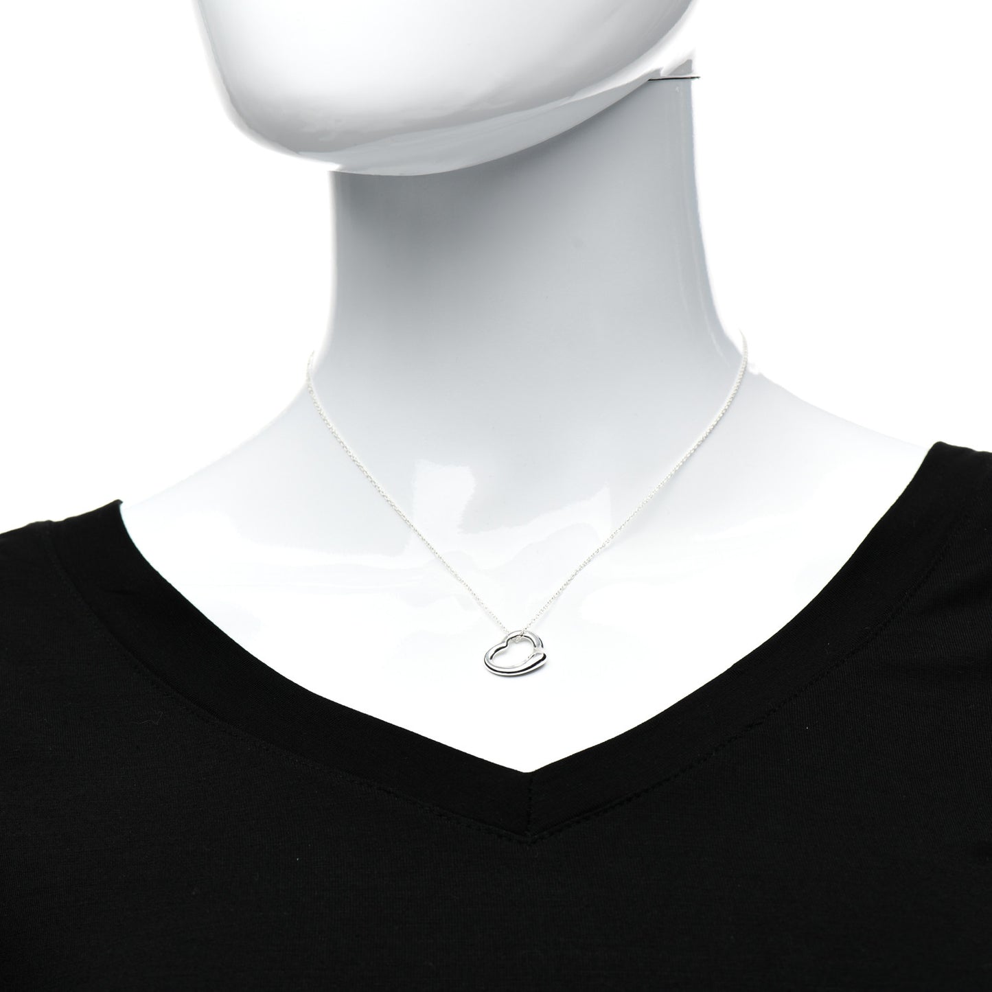 Sterling Silver 16mm Elsa Peretti Open Heart Pendant Necklace