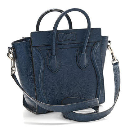 Celine Drummed Calfskin Nano Luggage Petrol 3 of 14
