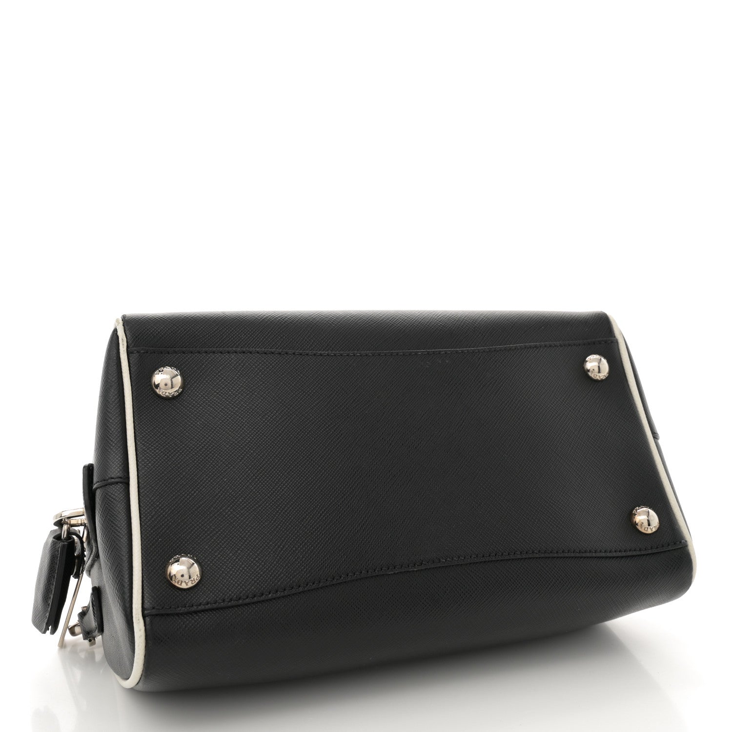 Prada Saffiano Lux Top Handle Crossbody Bag Black Talco 4 of 11