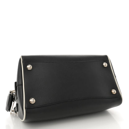 Prada Saffiano Lux Top Handle Crossbody Bag Black Talco 4 of 11