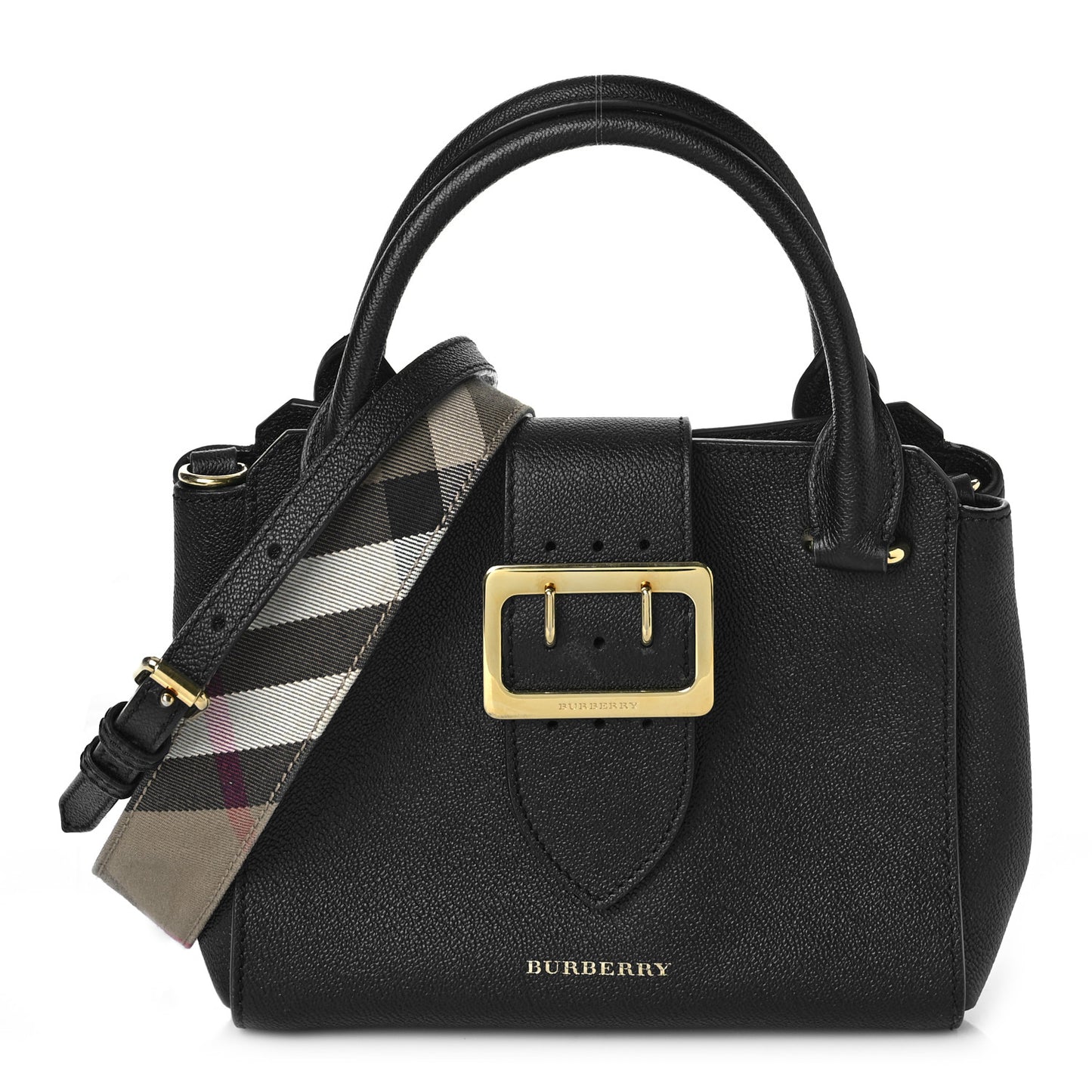 Soft Grain Calfskin Small Buckle Tote Black
