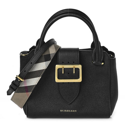 Burberry Soft Grain Calfskin Small Buckle Tote Black 1 of 8
