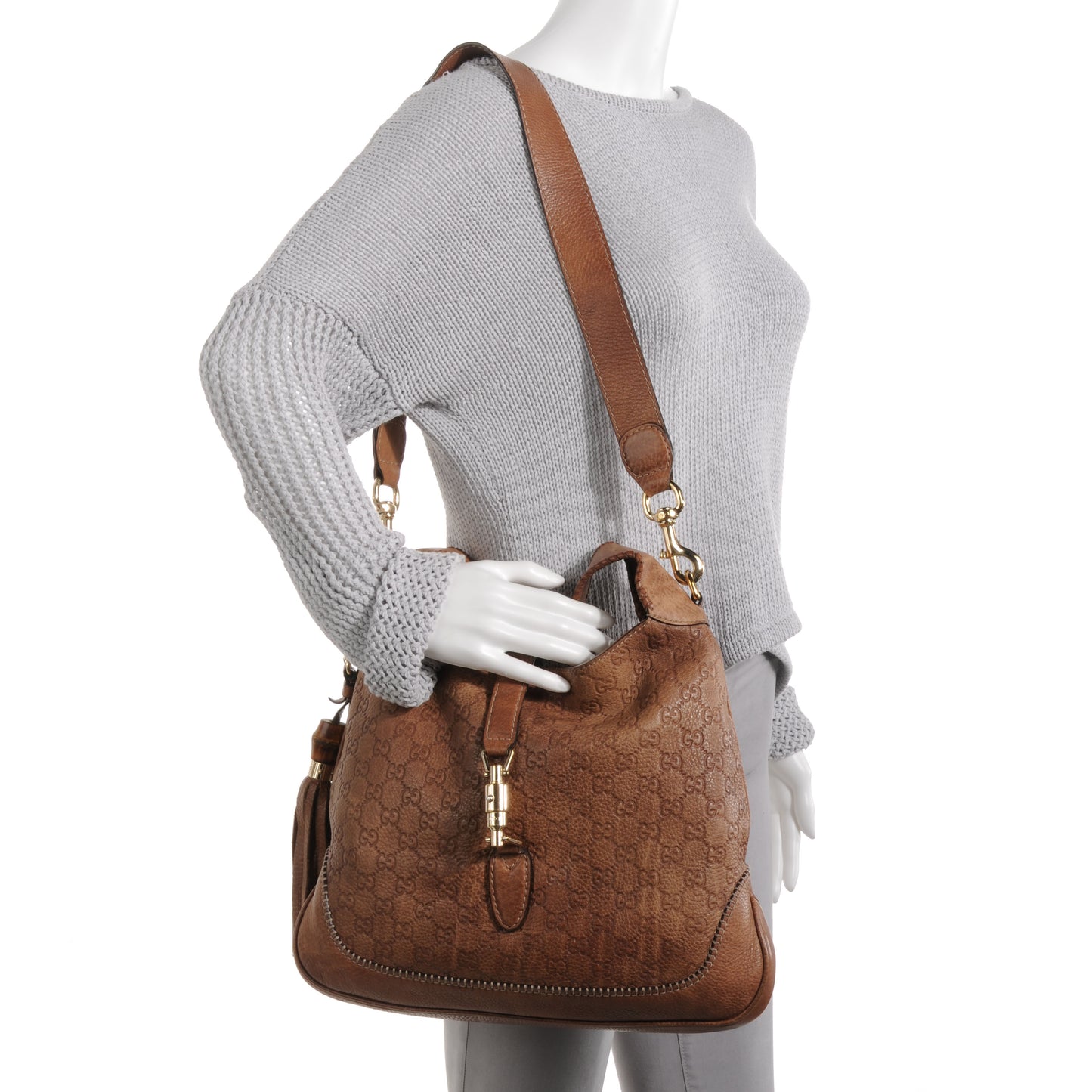 Guccissima Old Libeccio Medium New Jackie Hobo Old Naturale