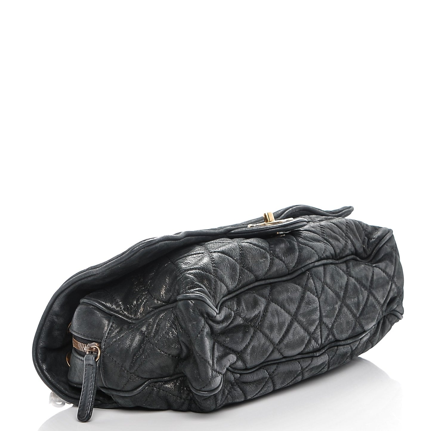 Iridescent Calfskin Quilted Large Shiva Flap Black