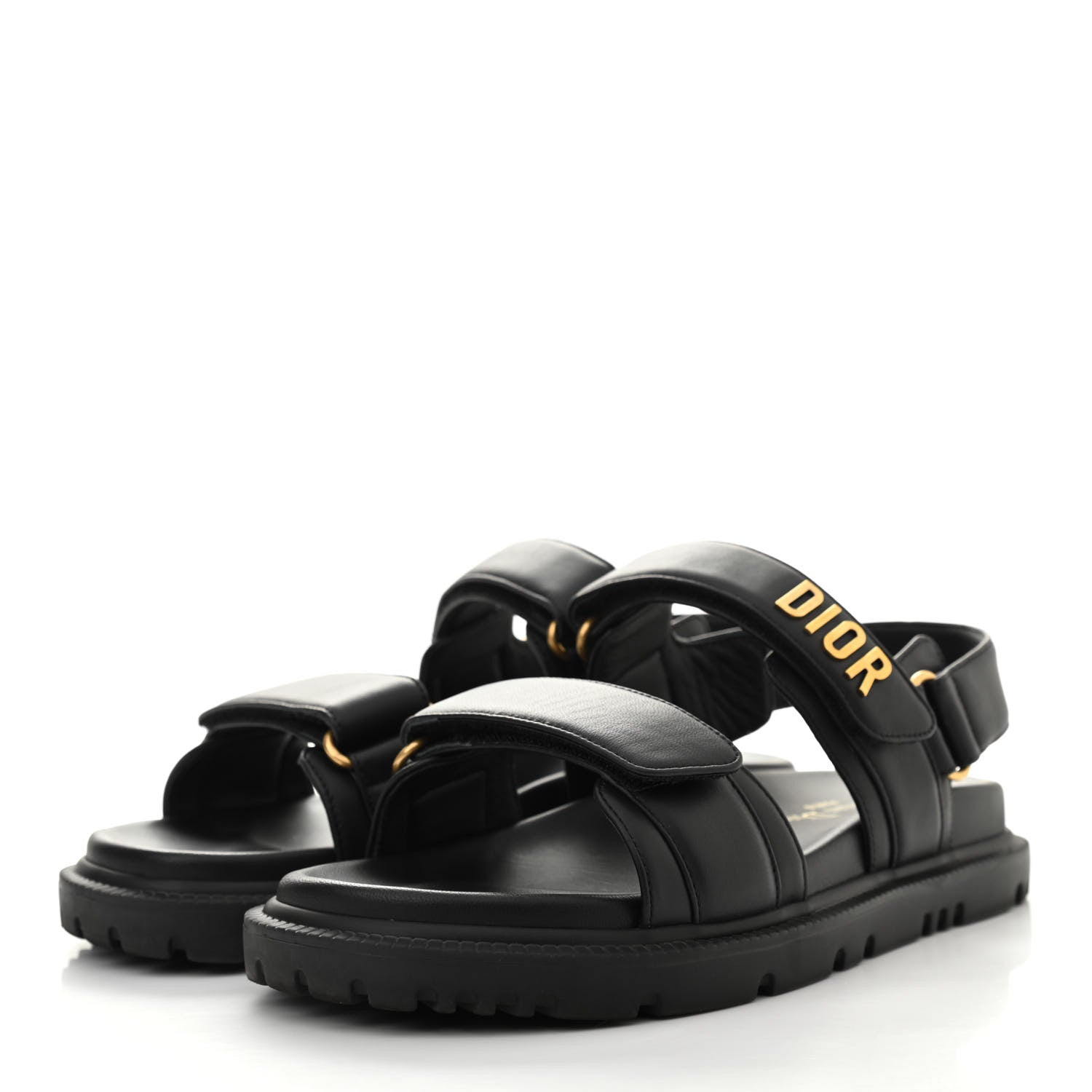 Christian Dior Lambskin Dioract 10mm Sandals 37.5 Black 3 of 20