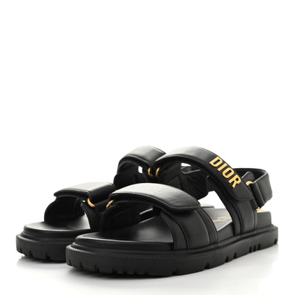 Christian Dior Lambskin Dioract 10mm Sandals 37.5 Black 3 of 20