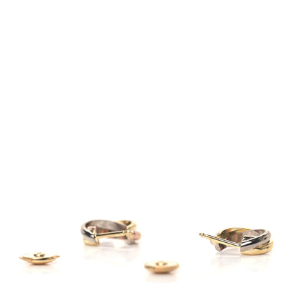 Cartier 18K Pink Yellow White Gold 13mm Trinity Hoop Earrings 3 of 5