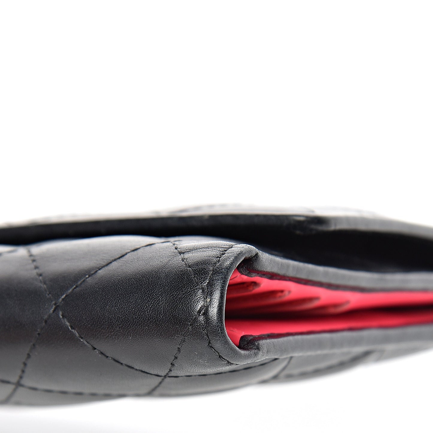 Calfskin Quilted Cambon Tri-Fold Wallet Black