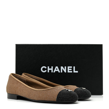Chanel Iridescent Fabric Cap Toe Ballerina Flats 37 Brown Black 11 of 11