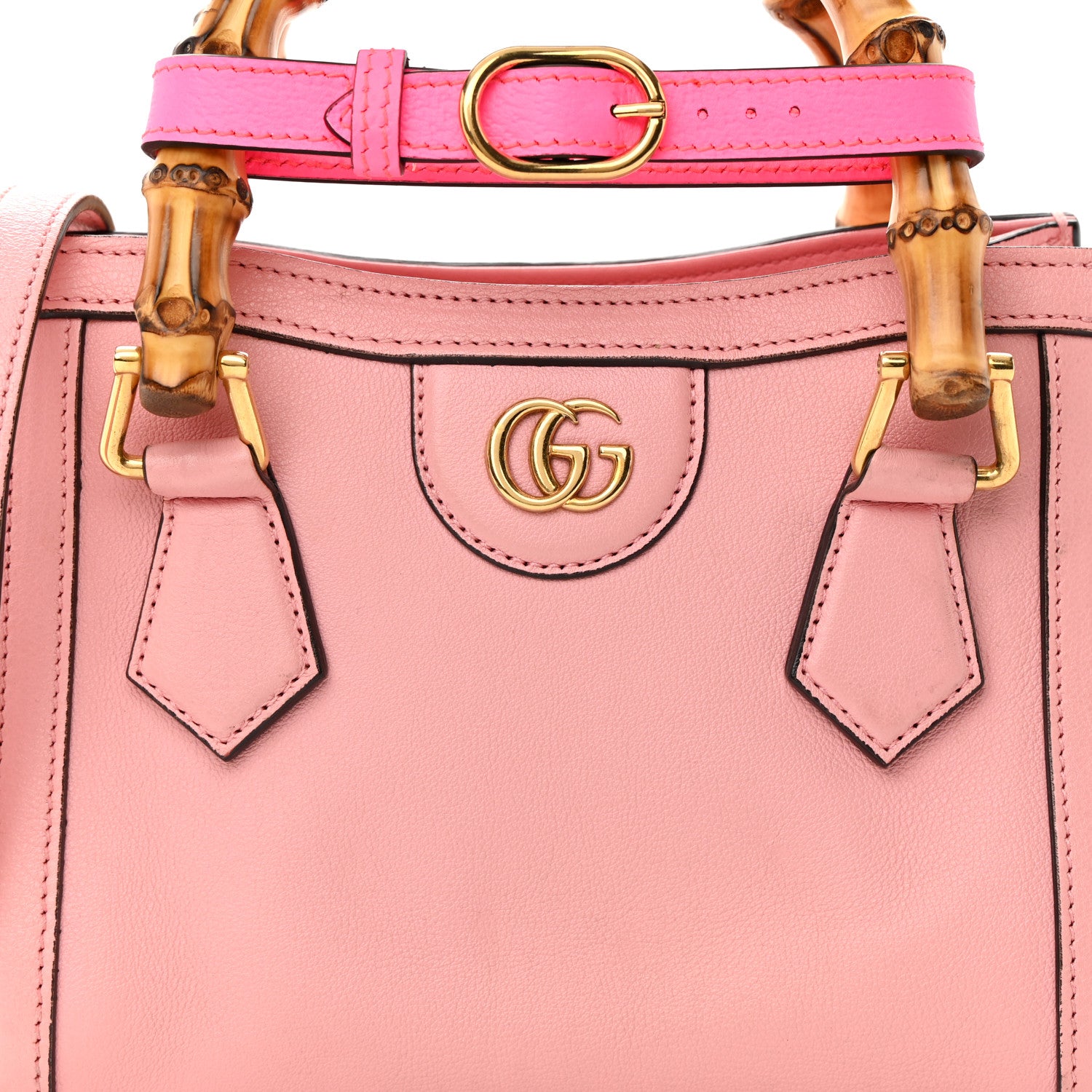 Gucci Wonka Grain Calfskin Mini Diana Tote Bag Wild Rose Fuxia Fluo 8 of 16