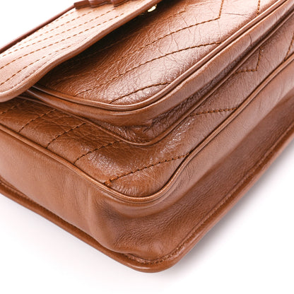 Saint Laurent Crinkled Calfskin Matelasse Monogram Medium Niki Chain Satchel Caramel 10 of 11