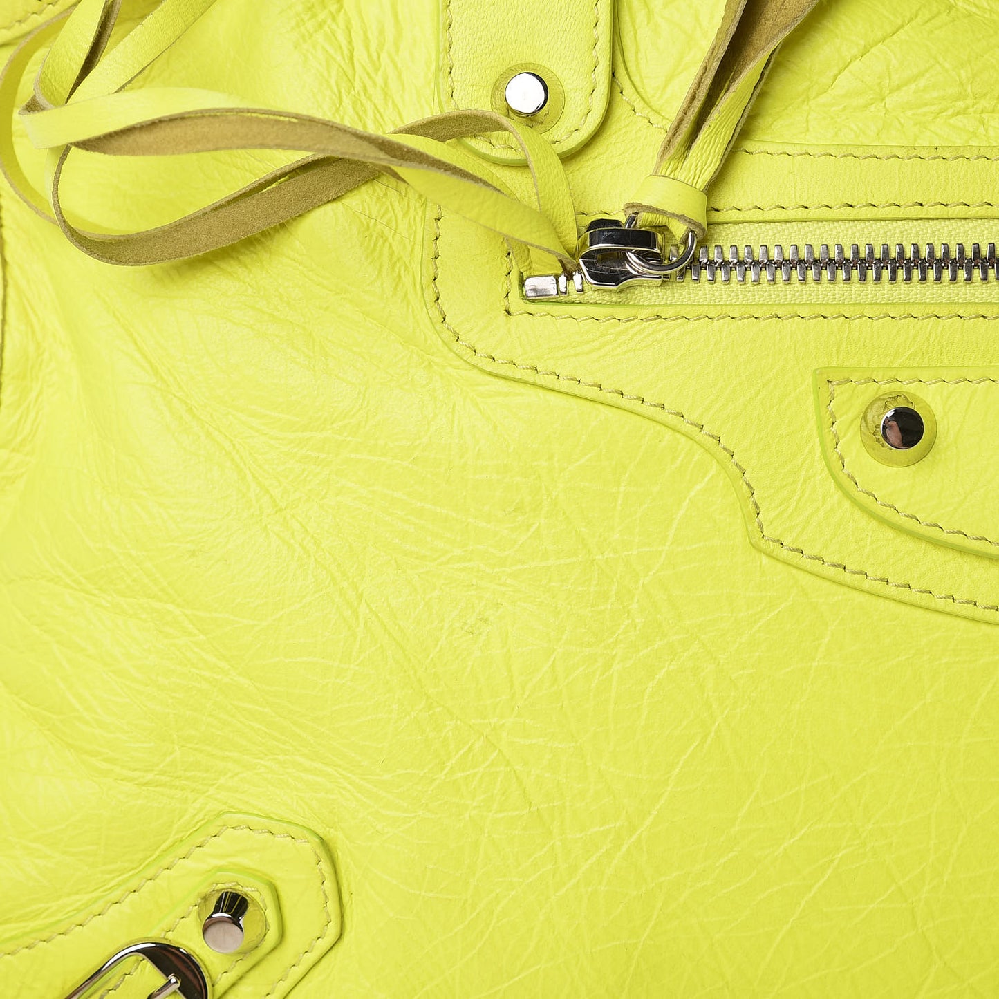 Agneau Classic Silver Hardware City Jaune Fluo